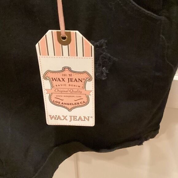 NWT Wax Jeans Shortalls Black Sz 1XL Distressed Stretch - Picture 5 of 12